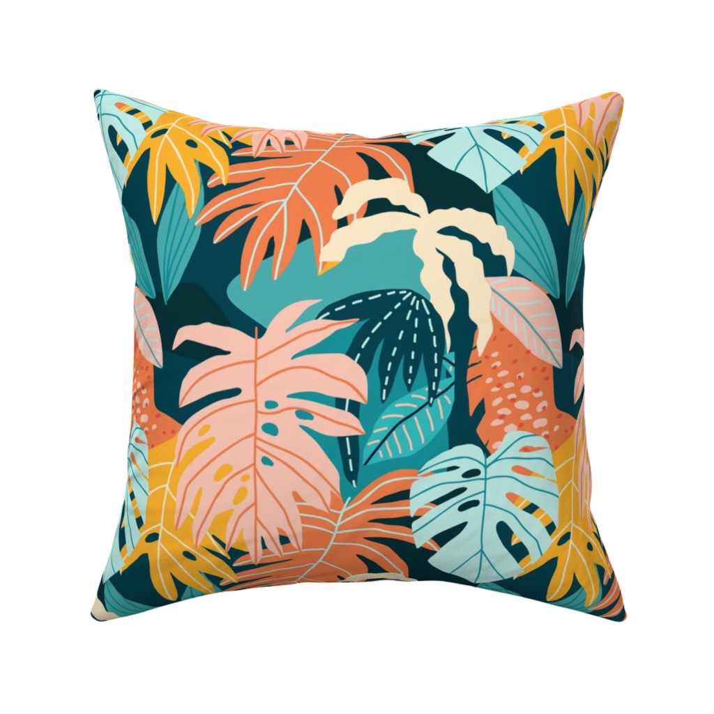 Colors of the Jungle - Multi Pillow, Woven, Black, 16x16, Single Sided, Multicolor