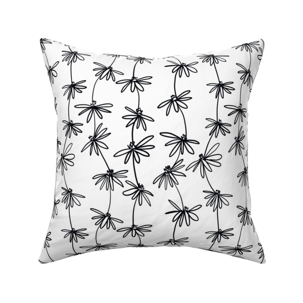 Daisy Chain - Black and White Pillow, Woven, Black, 16x16, Single Sided, White
