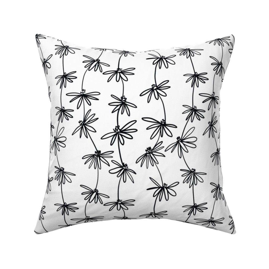 Daisy Chain - Black and White Pillow, Woven, Black, 16x16, Single Sided, White, White