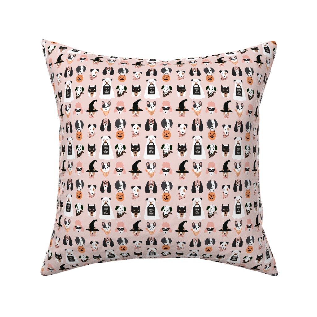 Halloween Puppies on Pink Pillow, Woven, Black, 16x16, Single Sided, Pink