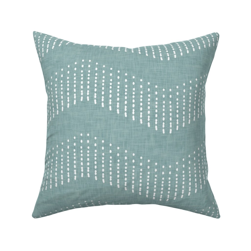 Arcadia Dashy Chevron - Dusty Blue Pillow, Woven, Black, 16x16, Single Sided, Blue