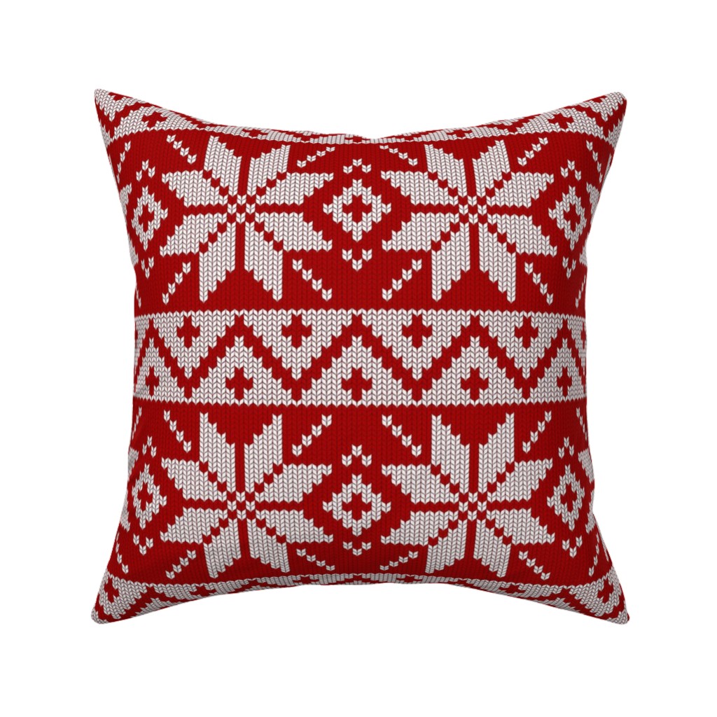 Christmas Knit - Red Pillow, Woven, Black, 16x16, Single Sided, Red