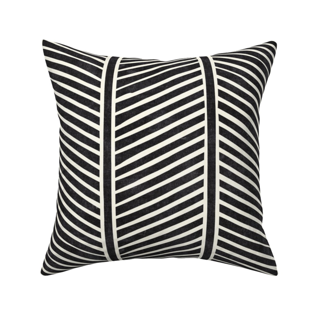Organic Chevron Pillow, Woven, Black, 16x16, Single Sided, Black