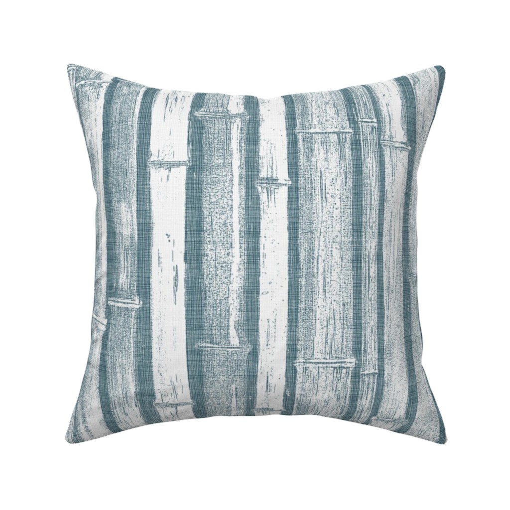 Bamboo - Grey Pillow, Woven, Black, 16x16, Single Sided, Blue, True Blue