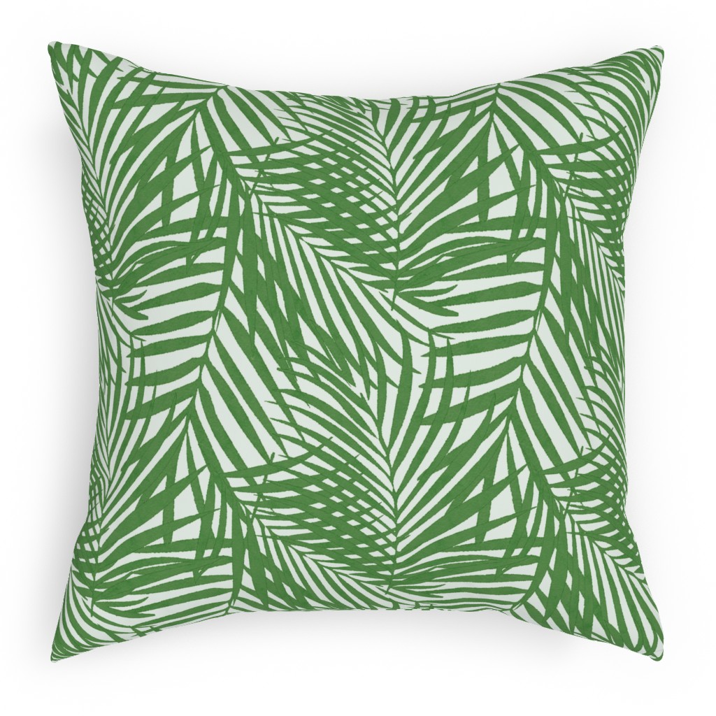 Watercolor Fronds - Green Pillow, Woven, Beige, 18x18, Single Sided, Green