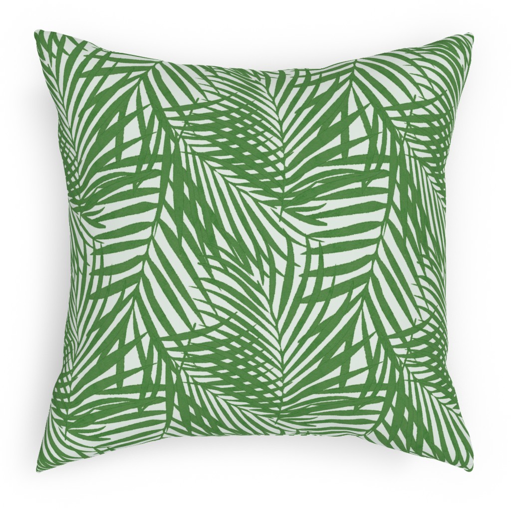 Watercolor Fronds - Green Pillow, Woven, Beige, 18x18, Single Sided, Green, Classic Green