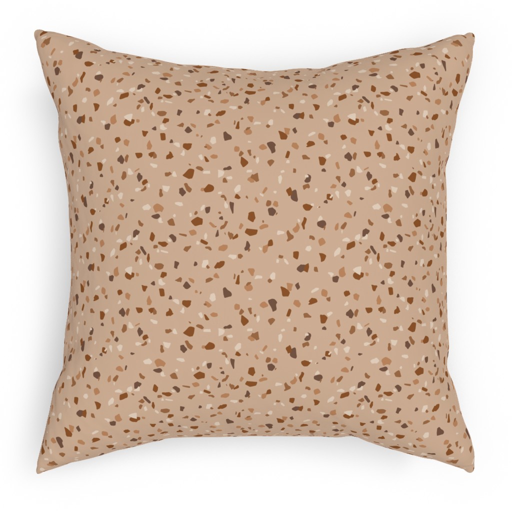 Terrazzo - Brown Pillow, Woven, Beige, 18x18, Single Sided, Brown