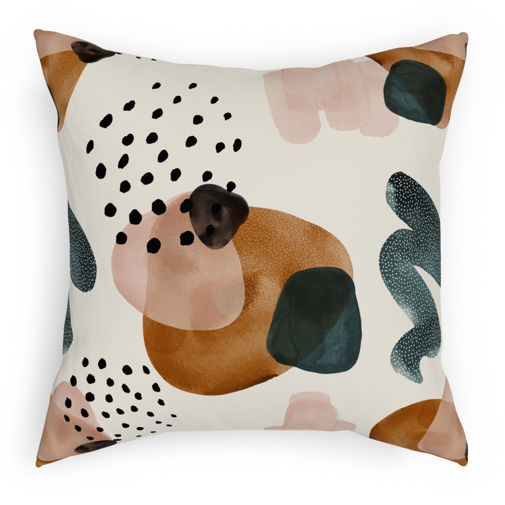 Geometric Pattern - Muted Pillow, Woven, Beige, 18x18, Single Sided, Multicolor