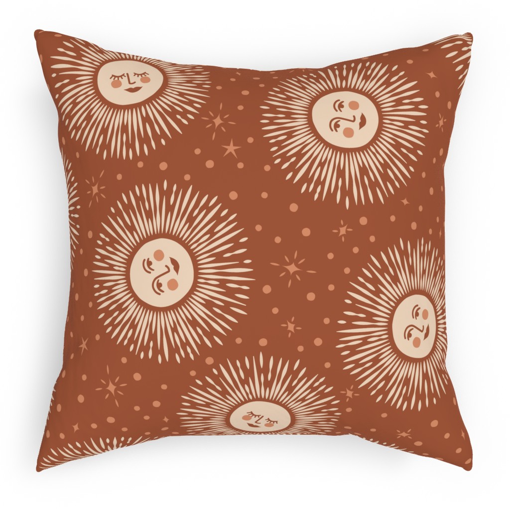Golden Sun - Warm Pillow, Woven, Beige, 18x18, Single Sided, Orange, Orange