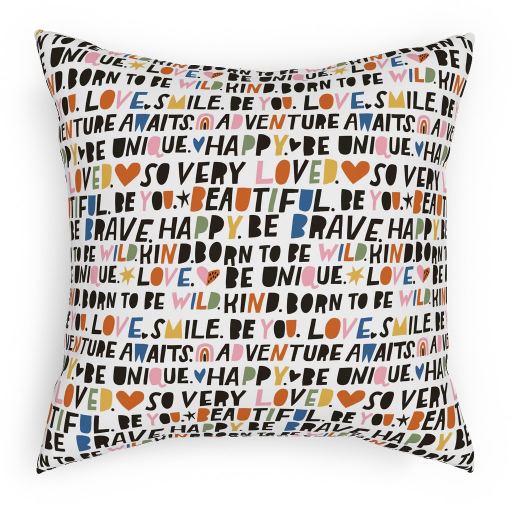 Sweet Words - Multi Pillow, Woven, Beige, 18x18, Single Sided, Multicolor