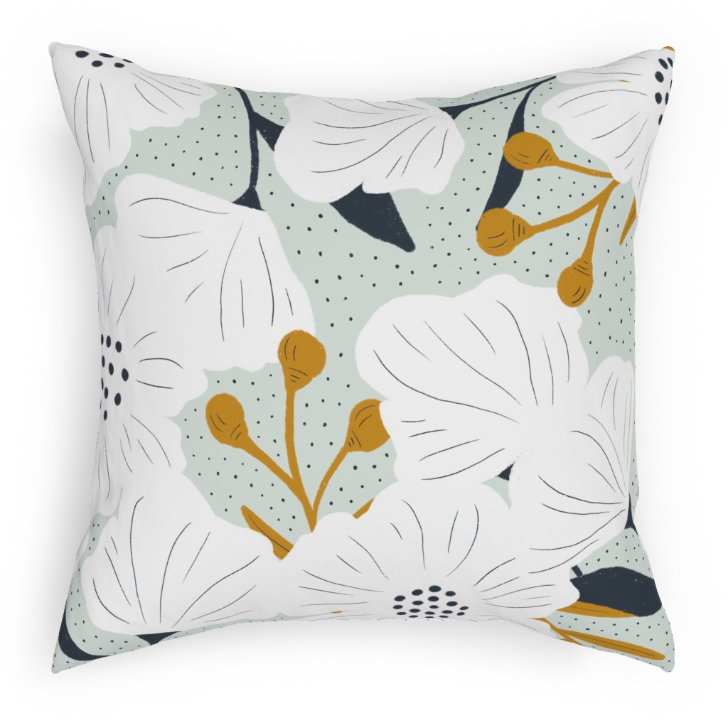 Beulah - Pale Blue Pillow, Woven, Beige, 18x18, Single Sided, Blue, True Blue