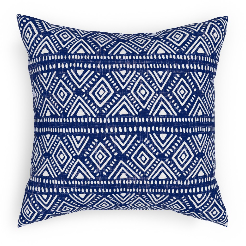 Abstract Diamonds - Navy Pillow, Woven, Beige, 18x18, Single Sided, Blue, True Blue