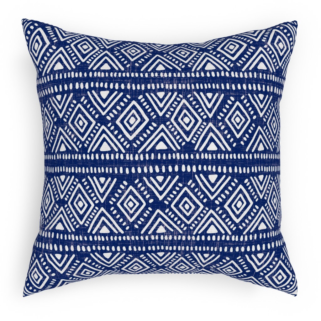 Abstract Diamonds - Navy Pillow, Woven, Beige, 18x18, Single Sided, Blue