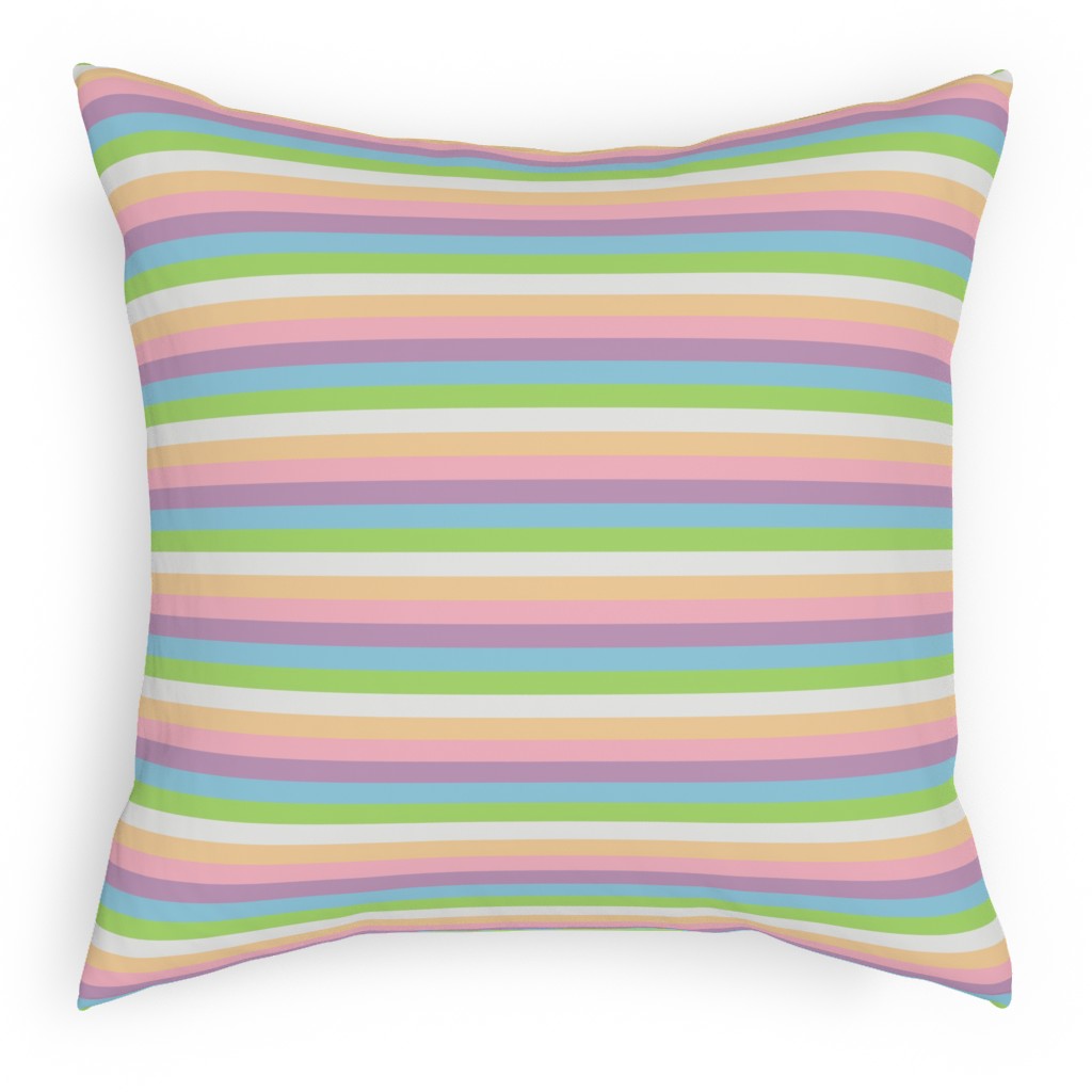 Multi Colored Stripes - Pastel Pillow, Woven, Beige, 18x18, Single Sided, Multicolor