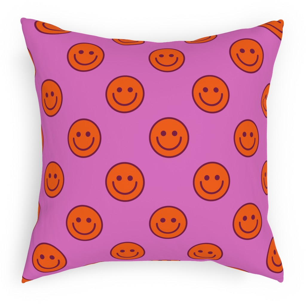 Smileys - Rasberry Sherbert Pillow, Woven, Beige, 18x18, Single Sided, Pink