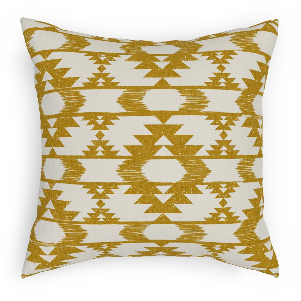 Modern Tribal Abstract Geometric - Yellow and White Pillow, Woven, Beige, 18x18, Single Sided, Yellow, Classic Yellow