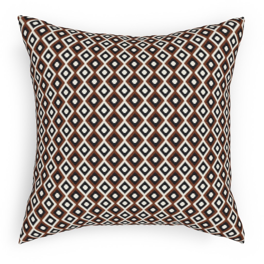 Aztec Pillow, Woven, Beige, 18x18, Single Sided, Brown