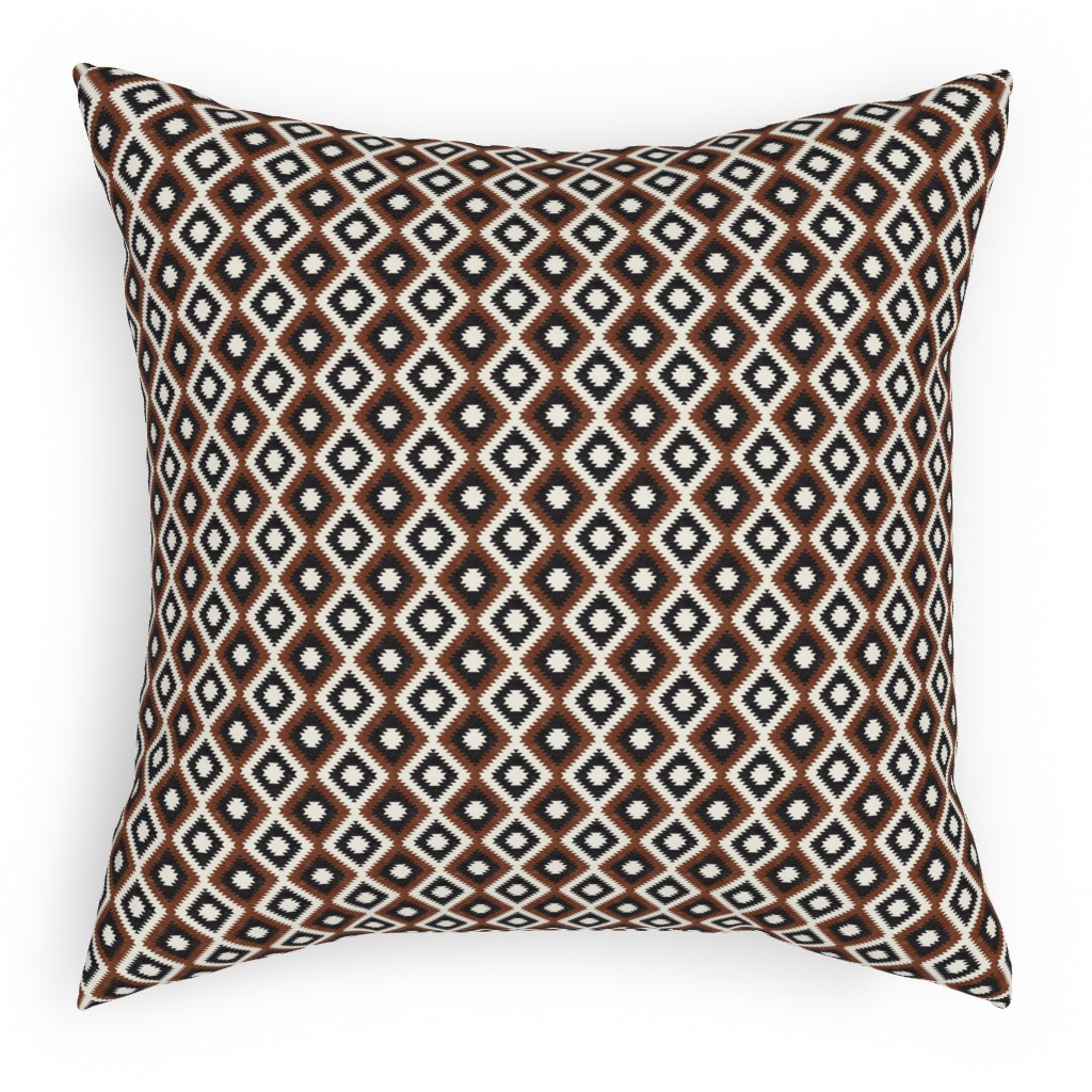 Aztec Pillow, Woven, Beige, 18x18, Single Sided, Brown, Silver Lining