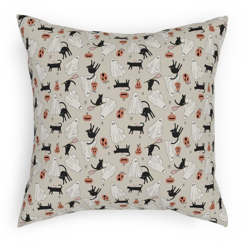 Spooky Halloween Pillow, Woven, Beige, 18x18, Single Sided, Beige, Pearl