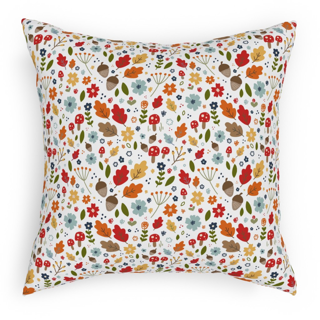 Woodland Floral - Multi Pillow, Woven, Beige, 18x18, Single Sided, Multicolor