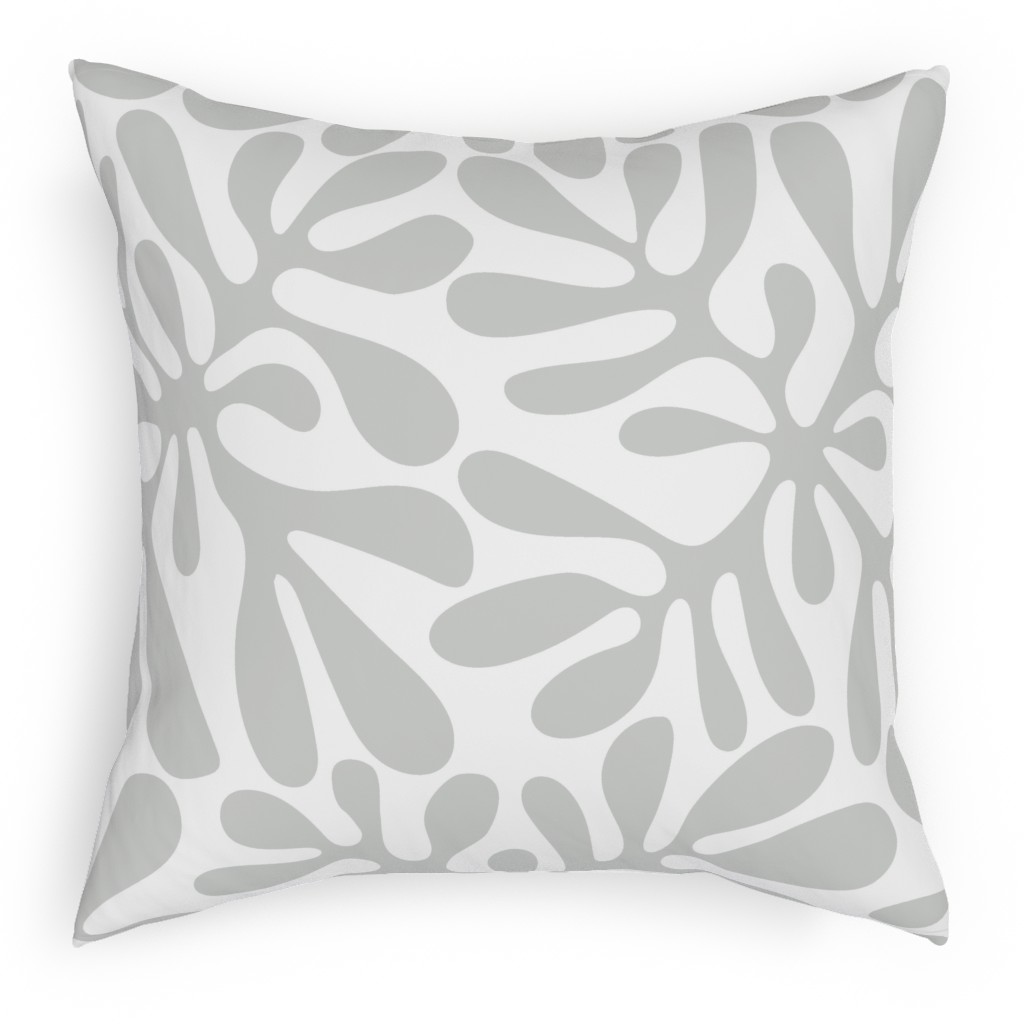 Block Print Texture Pillow, Woven, Beige, 18x18, Single Sided, Gray, Silver