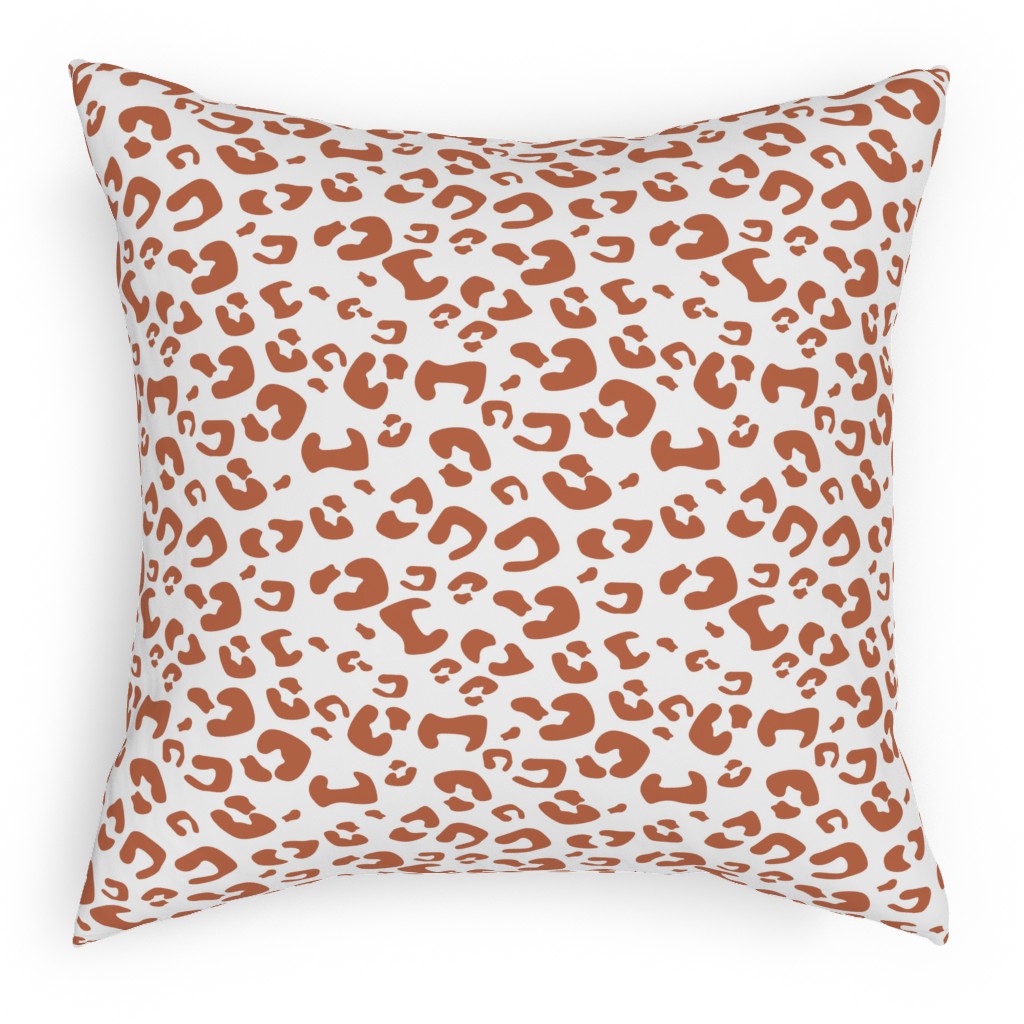 Leopard Print - Terracotta Pillow, Woven, Beige, 18x18, Single Sided, Brown