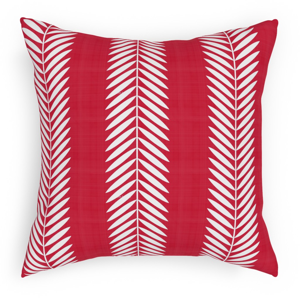 Laurel Leaf Stripe Pillow, Woven, Beige, 18x18, Single Sided, Red