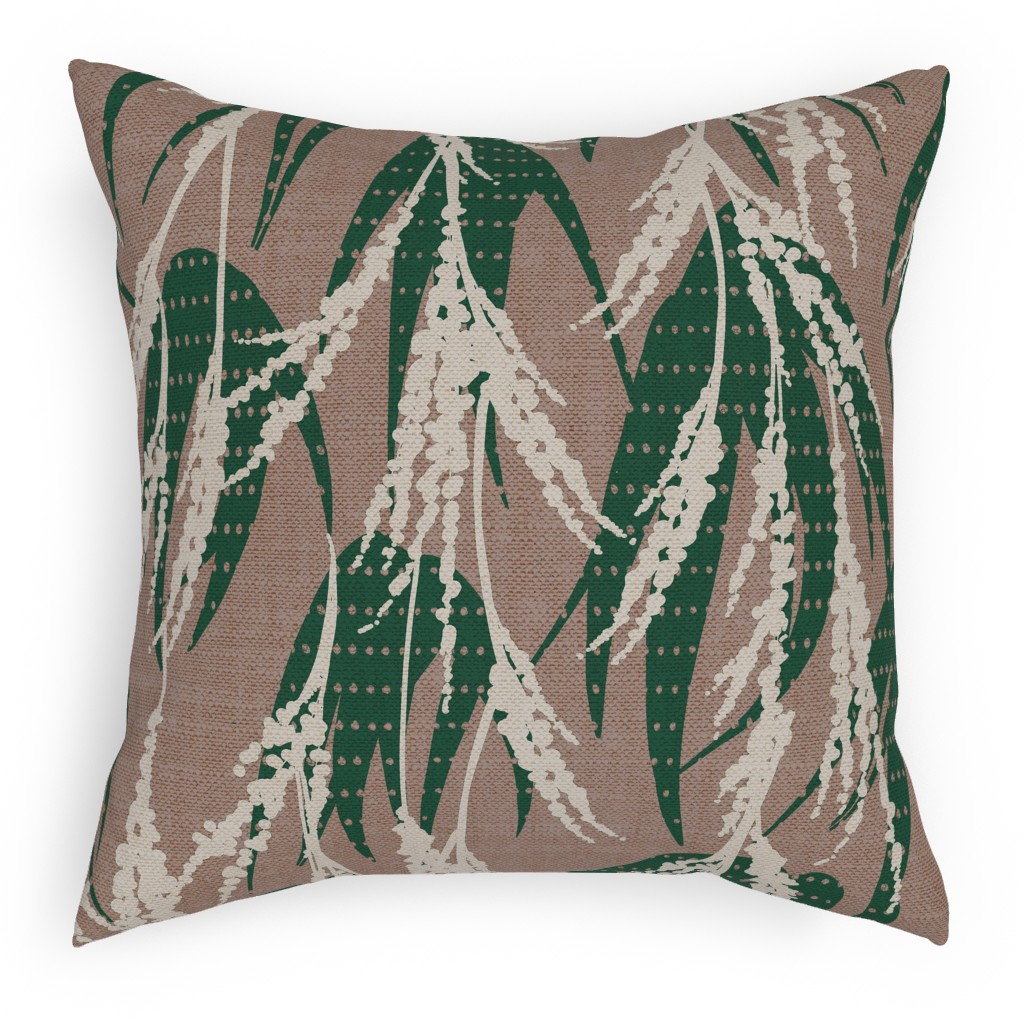 Vintage Palm Pillow, Woven, Beige, 18x18, Single Sided, Beige, Warm Gray