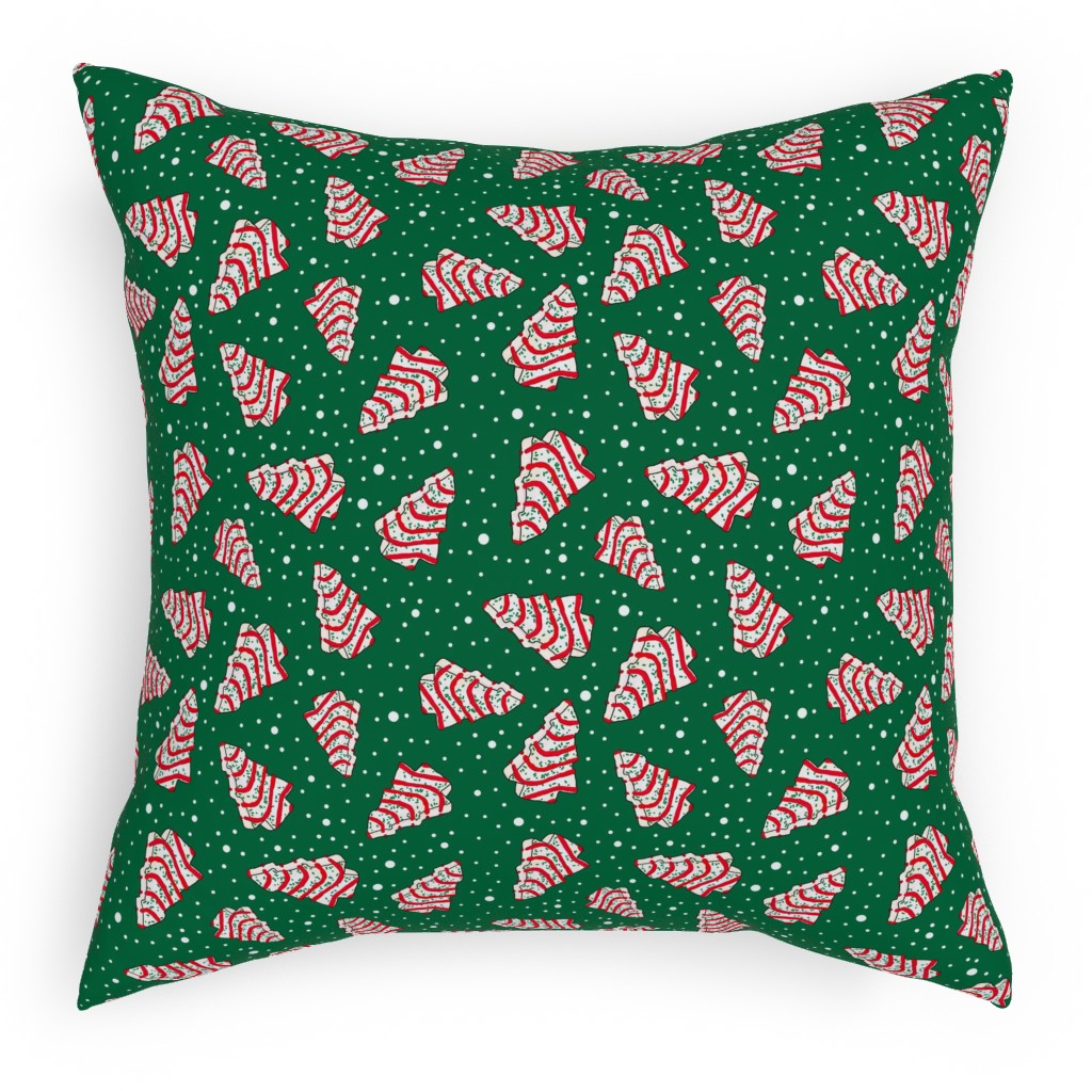 Christmas Tree Snack - Green Pillow, Woven, Beige, 18x18, Single Sided, Green