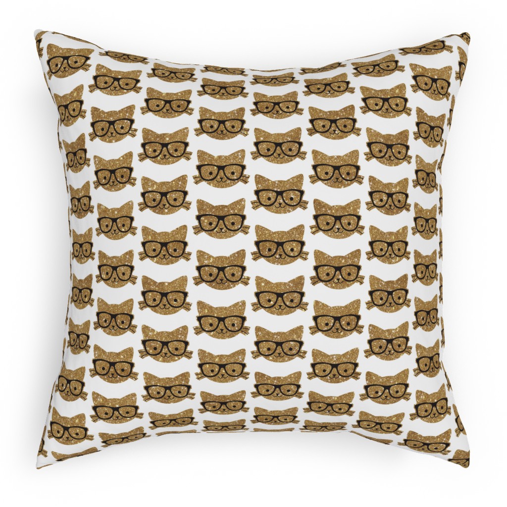 Sparkle Kitties Pillow, Woven, Beige, 18x18, Single Sided, Beige