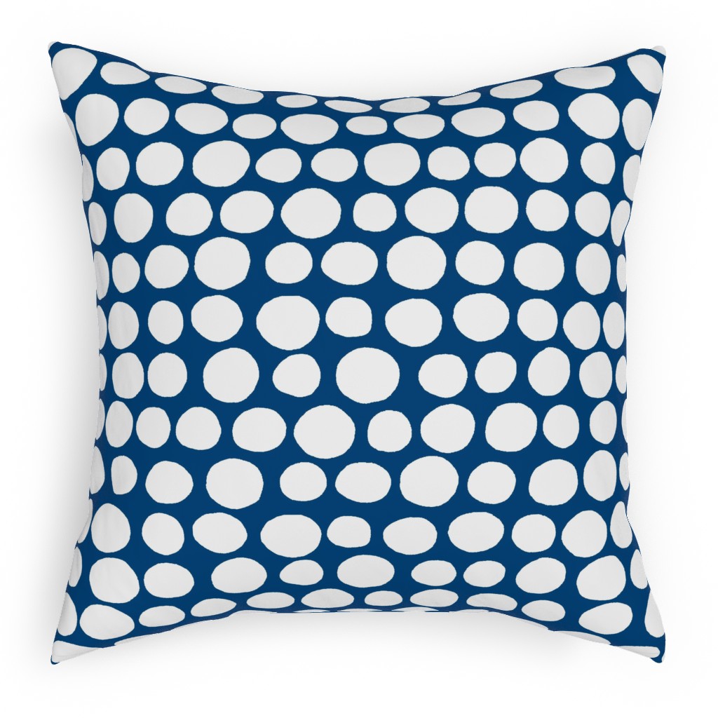 Jumbo Peas - Deep Blue and White Pillow, Woven, Beige, 18x18, Single Sided, Blue, True Blue