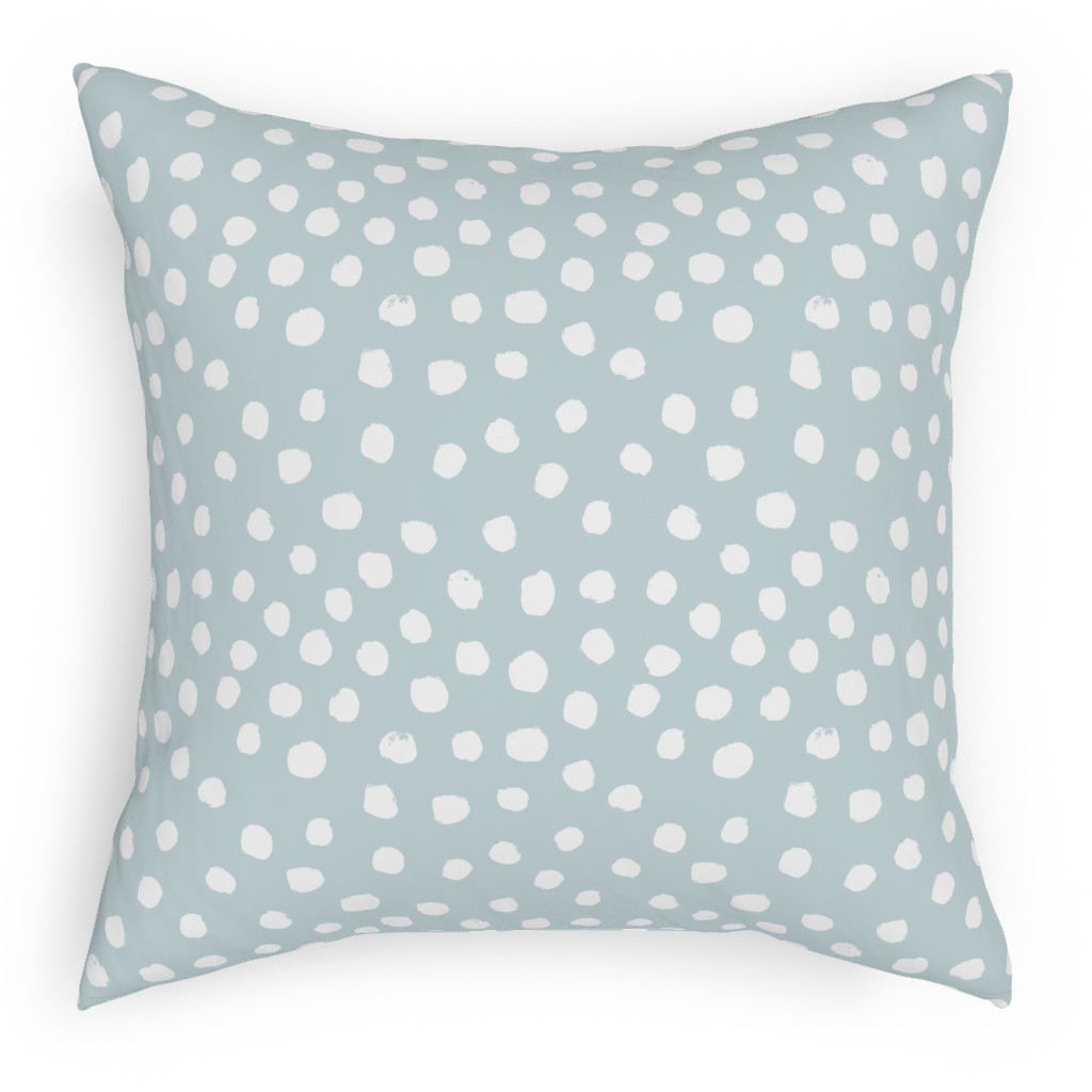 Soft Painted Dots Pillow, Woven, Beige, 18x18, Single Sided, Blue, Hydrangea