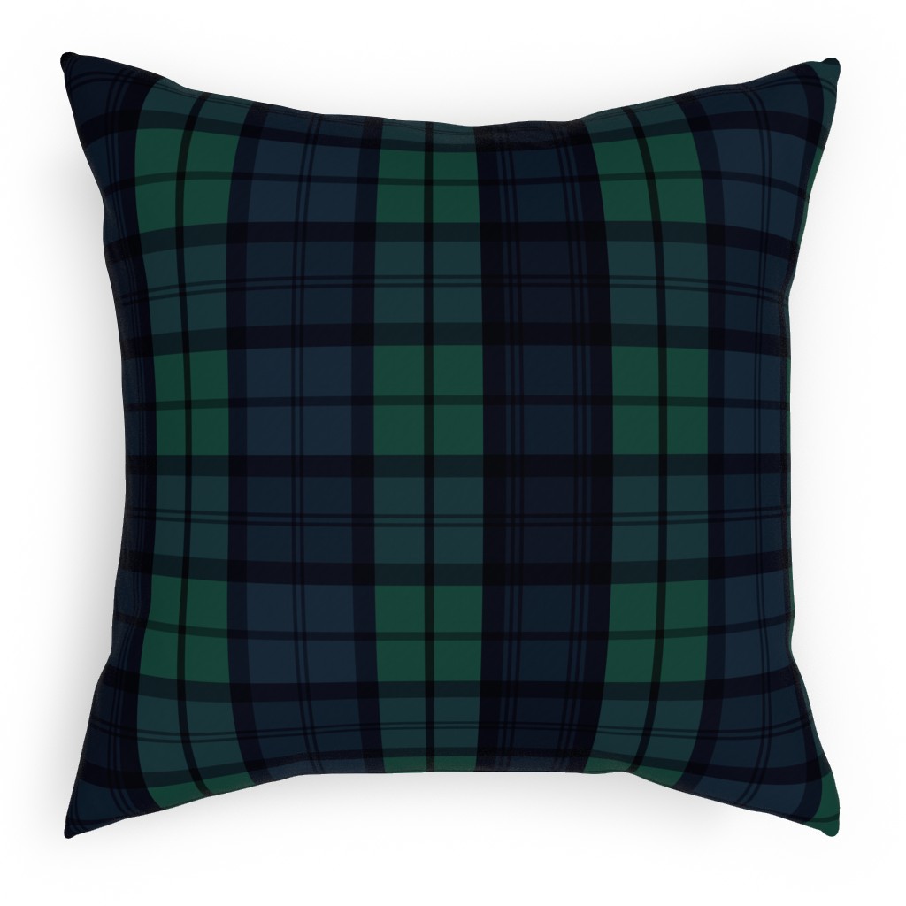 Dark Green Plaid Pillow, Woven, Beige, 18x18, Single Sided, Green