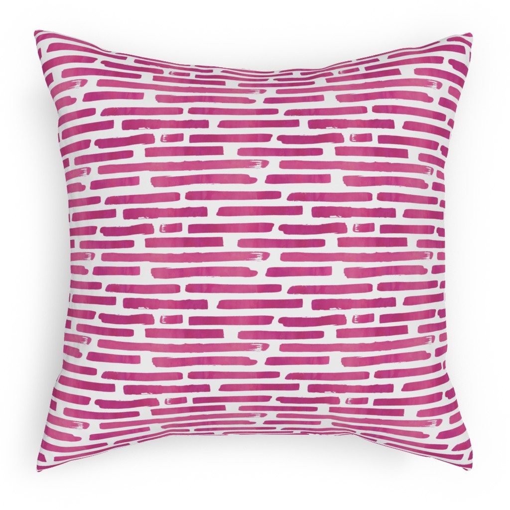 Watercolor Stripes - Berry Pillow, Woven, Beige, 18x18, Single Sided, Purple
