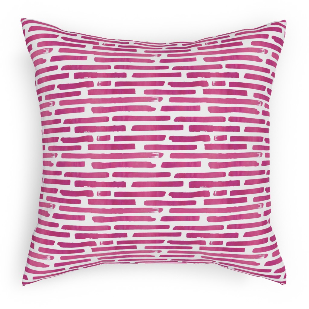Watercolor Stripes - Berry Pillow, Woven, Beige, 18x18, Single Sided, Purple, Purple