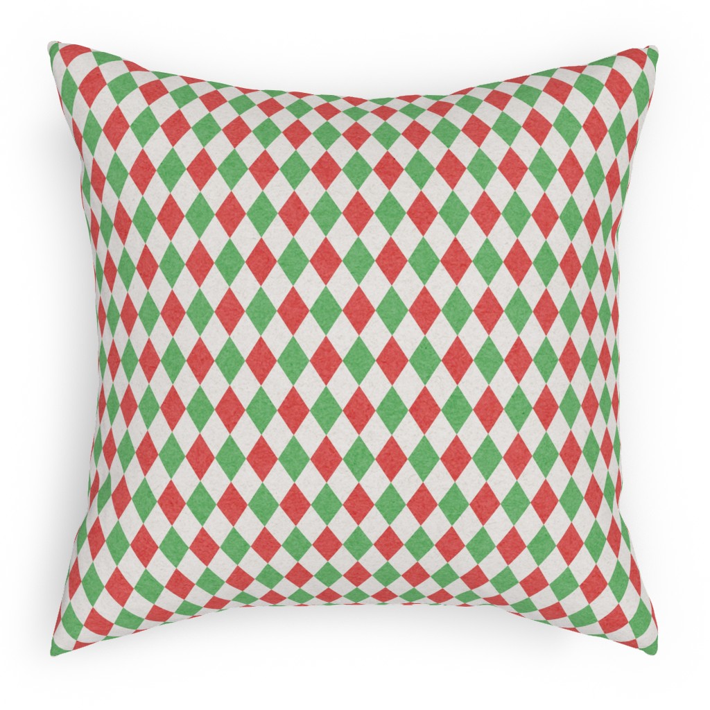Christmas Diamonds Pillow, Woven, Beige, 18x18, Single Sided, Multicolor