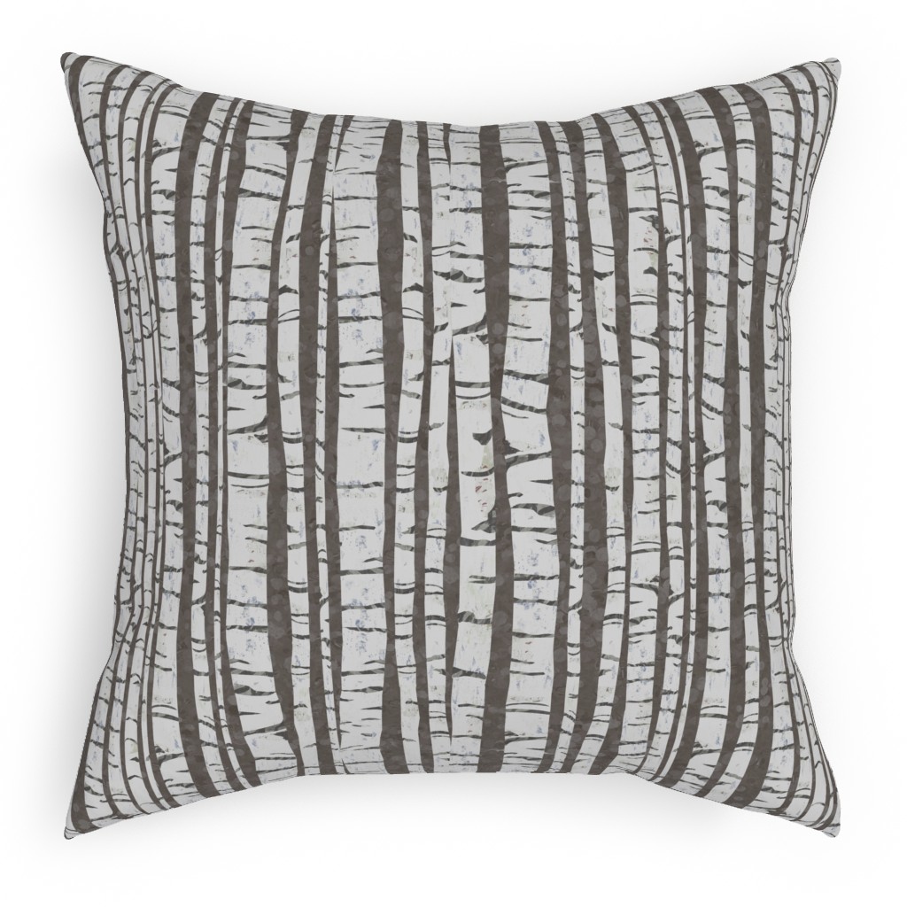 Birch Forest - Gray Pillow, Woven, Beige, 18x18, Single Sided, Gray