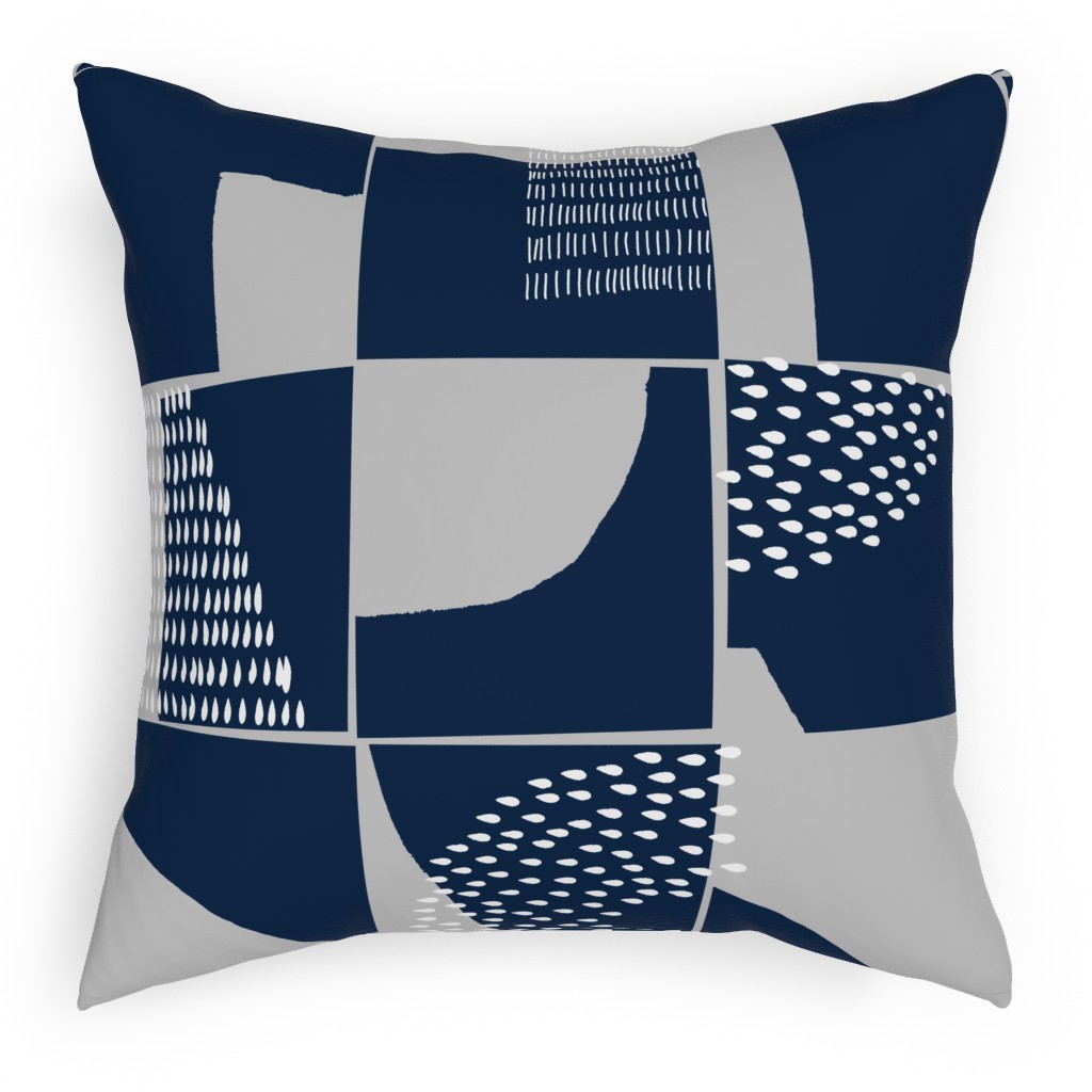 Abstract Textures - Blue Pillow, Woven, Beige, 18x18, Single Sided, Blue, True Blue