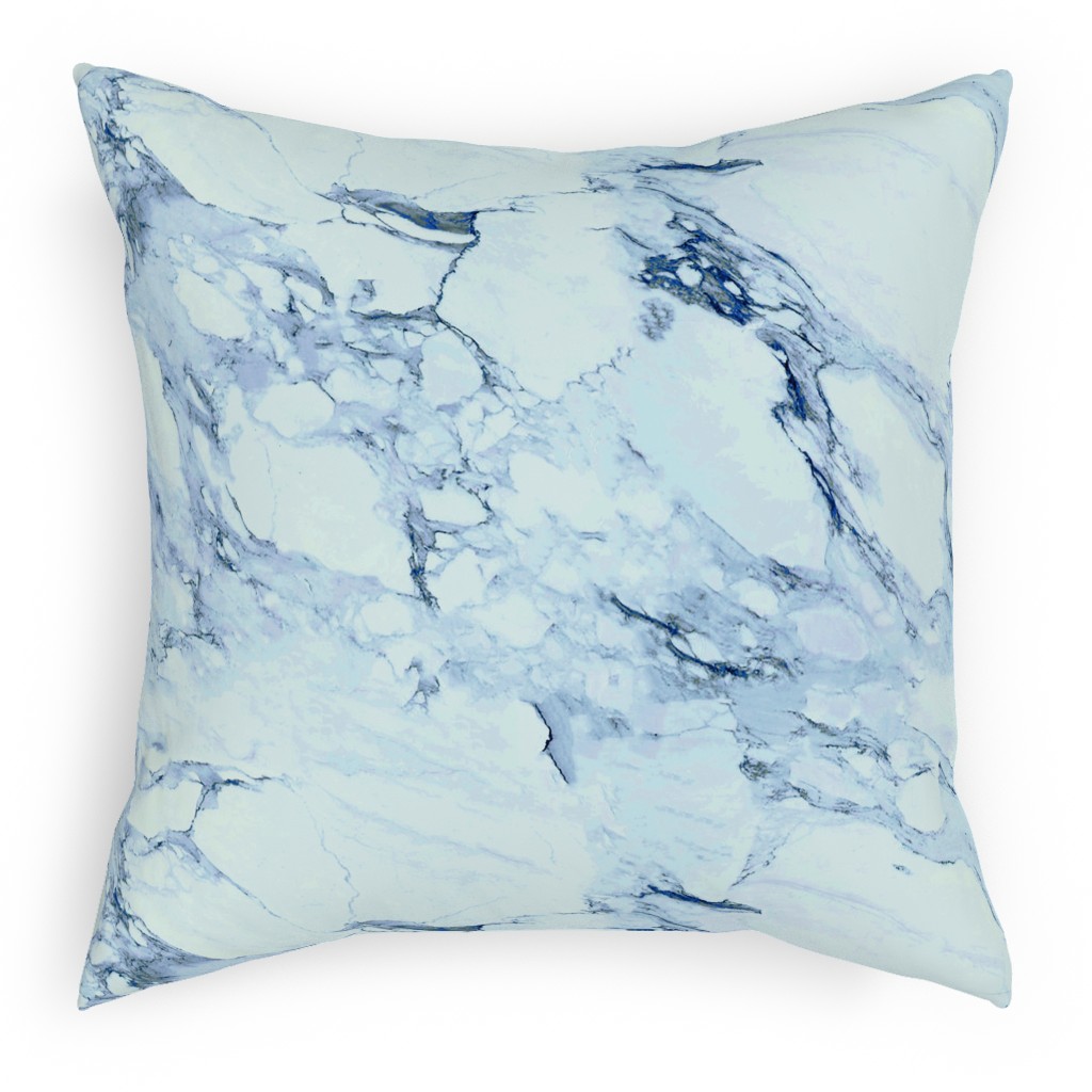 Marble - Blue Pillow, Woven, Beige, 18x18, Single Sided, Blue, True Blue