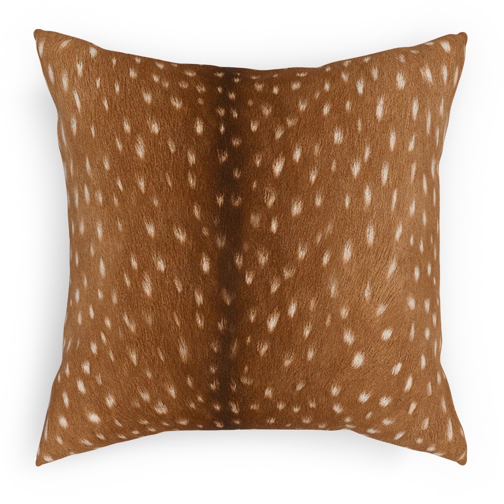 Bright Deer Hide- Brown Pillow, Woven, Beige, 18x18, Single Sided, Brown