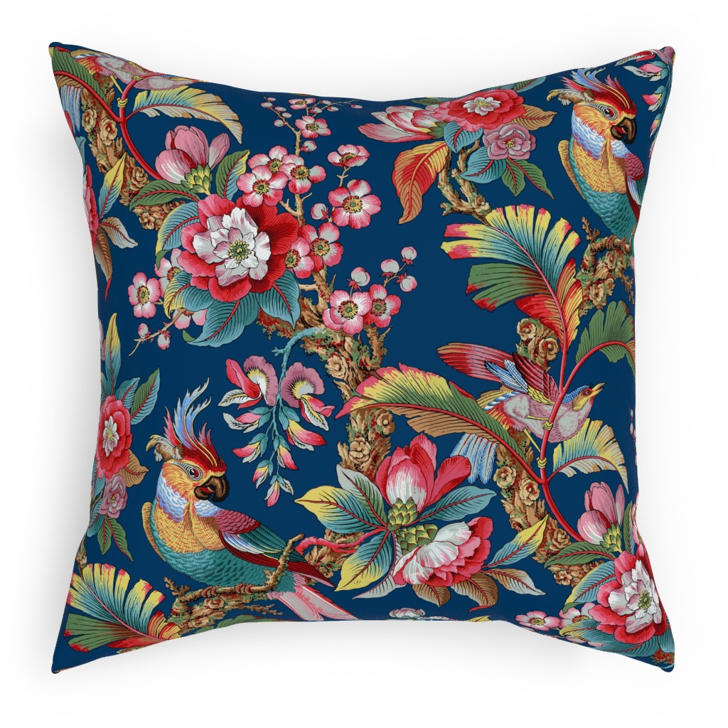 Edwardian Parrot - Bright Pillow, Woven, Beige, 18x18, Single Sided, Multicolor