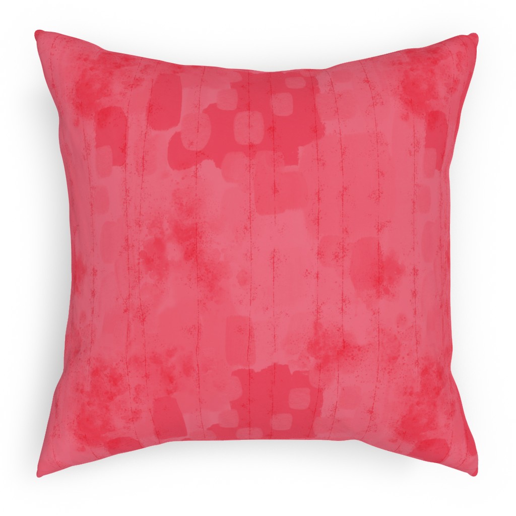 Watermelon Grunge - Pink Pillow, Woven, Beige, 18x18, Single Sided, Pink, Bright Pink