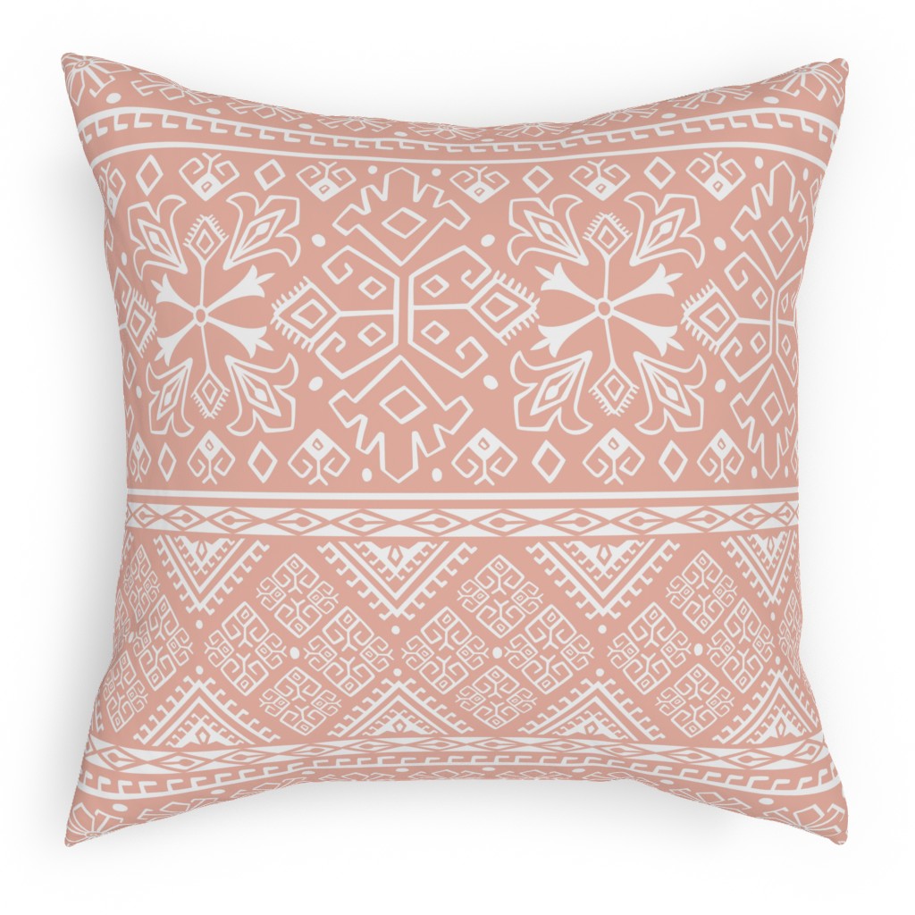 Grand Bazaar - Blush Pink Pillow, Woven, Beige, 18x18, Single Sided, Pink, Bright Pink