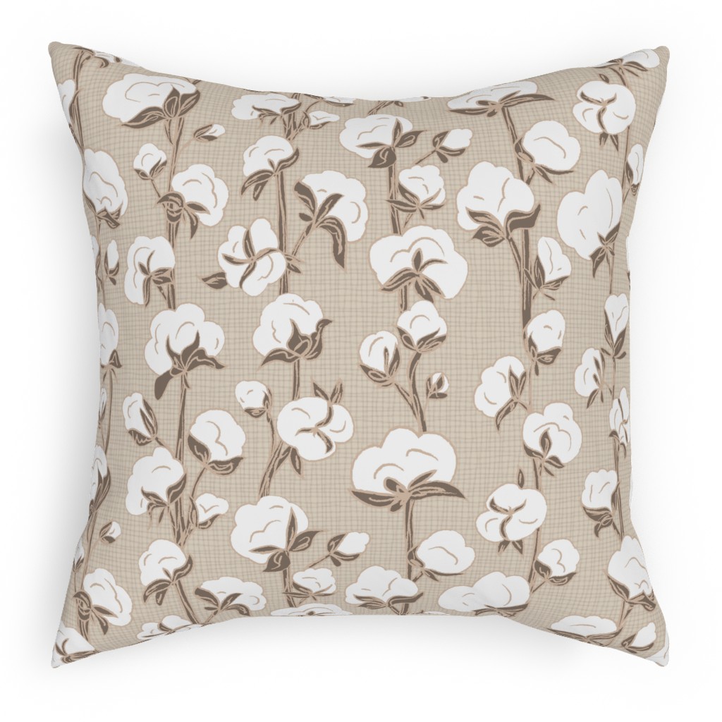 Cotton Stalk Stripe - Brown Pillow, Woven, Beige, 18x18, Single Sided, Beige, Pearl