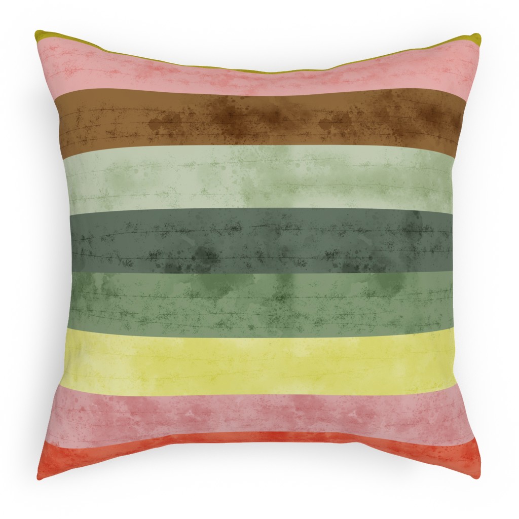70s Beachy Stripes - Multi Pillow, Woven, Beige, 18x18, Single Sided, Multicolor