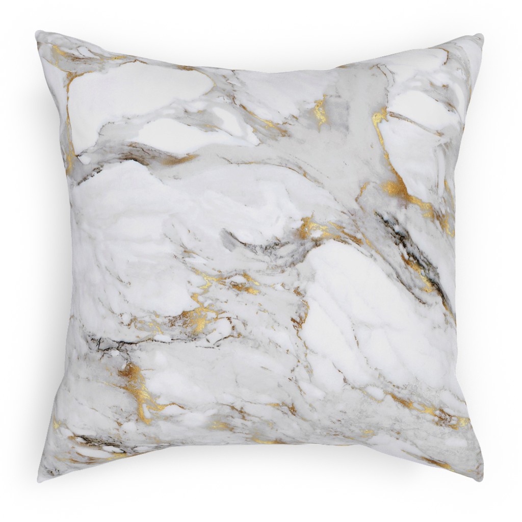 Gilded Marble - Gray Pillow, Woven, Beige, 18x18, Single Sided, Gray