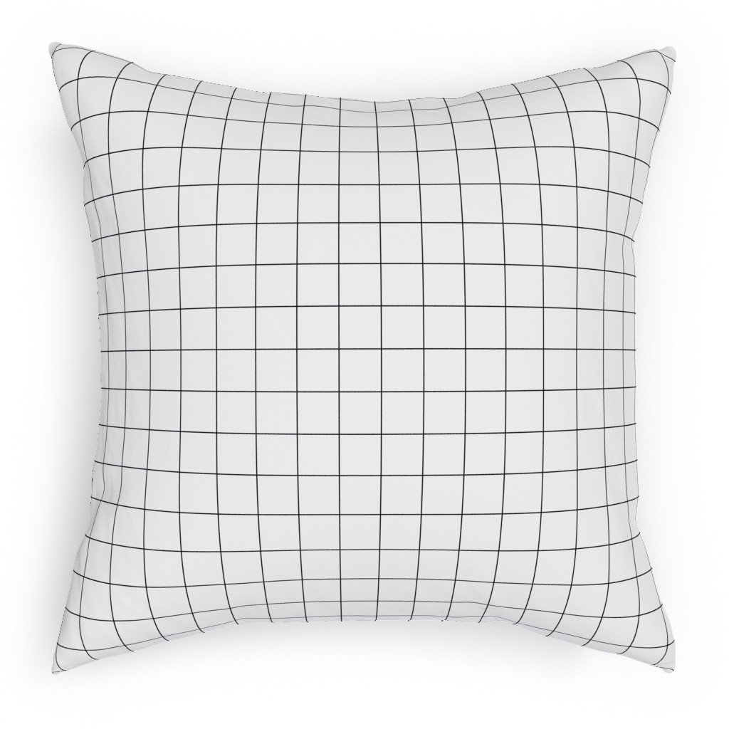 Black & White Grid Pillow, Woven, Beige, 18x18, Single Sided, White, White