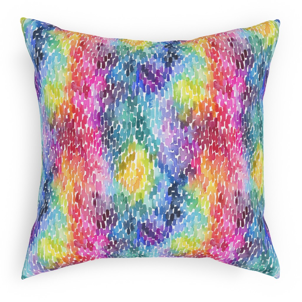 Watercolor Marks - Multi Pillow, Woven, Beige, 18x18, Single Sided, Multicolor