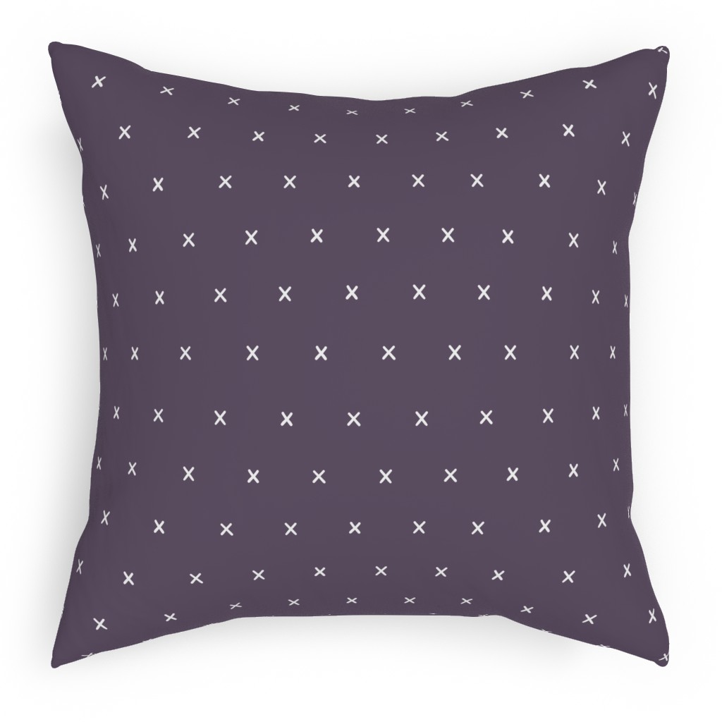 Criss Crosses on Purple Pillow, Woven, Beige, 18x18, Single Sided, Purple