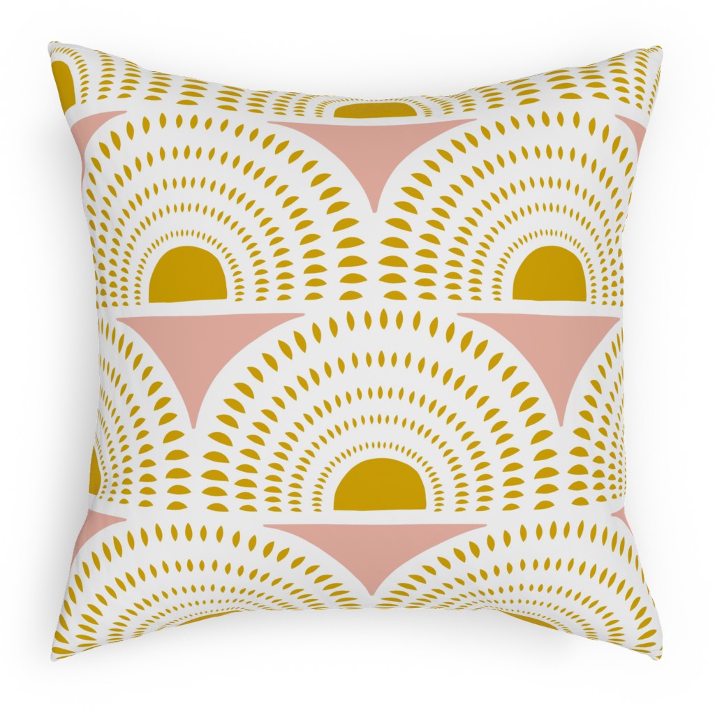 Aurora - Blush & Yellow Pillow, Woven, Beige, 18x18, Single Sided, Yellow, Classic Yellow